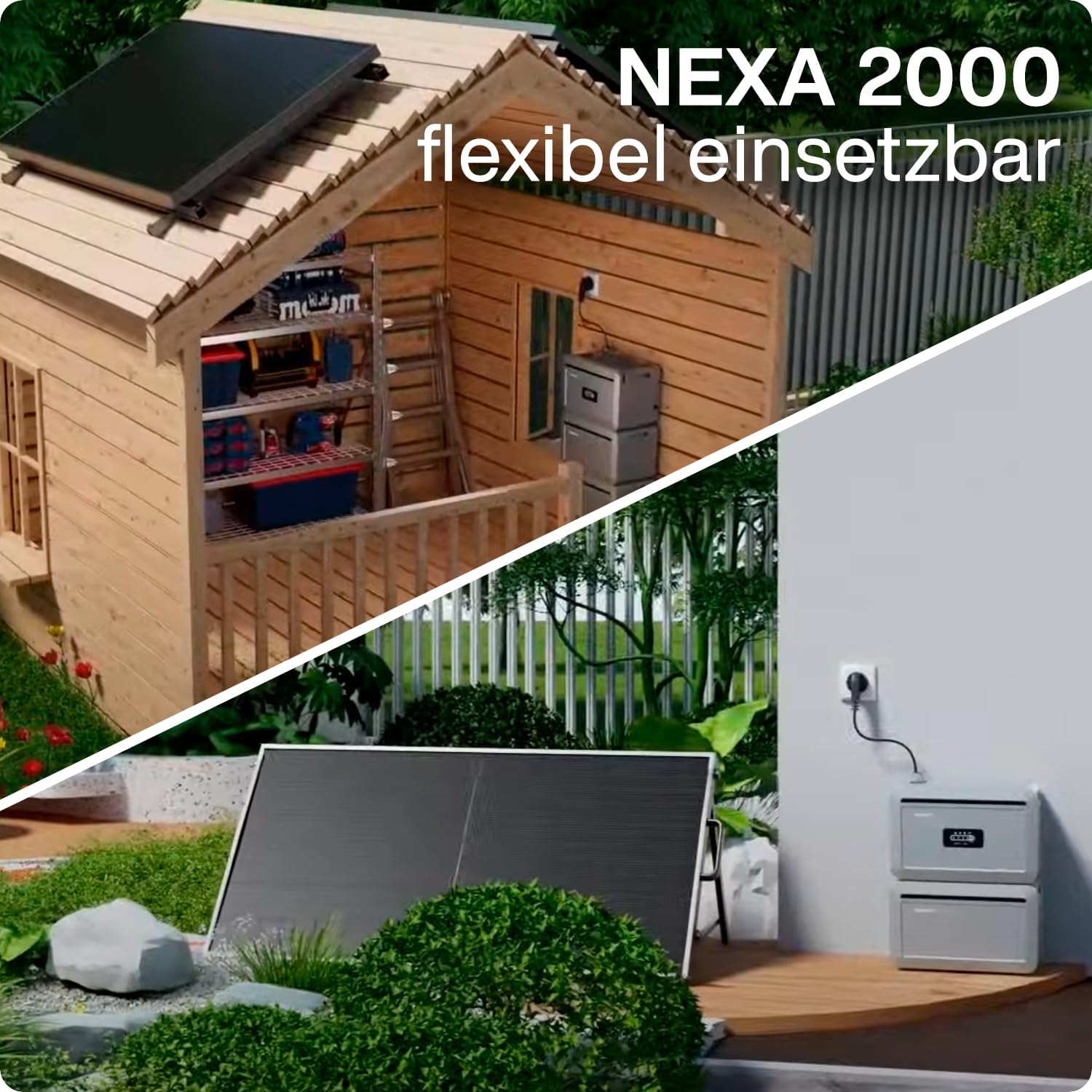 Balkonkraftwerk 800W mit 2kWh Speicher mit NEXA 2000 Steckerfertiges, platzsparendes Komplettset mit WIFI Preis inkl. 0% MwSt. gem. § 12 Abs. 3 UStG