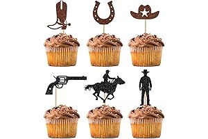 12 Pieces Cowboy Cupcake Toppers: Delightful Western-Themed Party Decorations