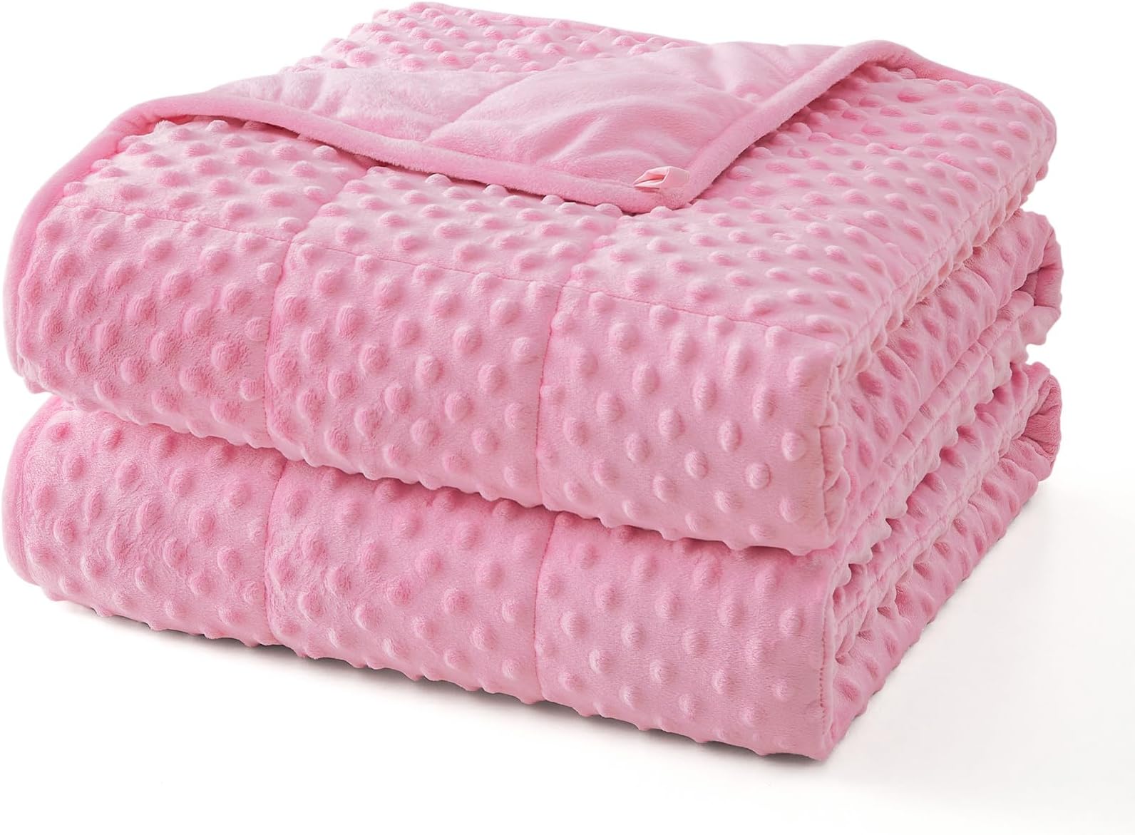 Topcee Weighted Blanket for Adults (12lbs 48"x72"), Minky Dots Heavy Blanket for 110-130lbs Sleeping, Soft, Cozy and Cooling Weighted Throw Blankets, Machine Washable, Pink