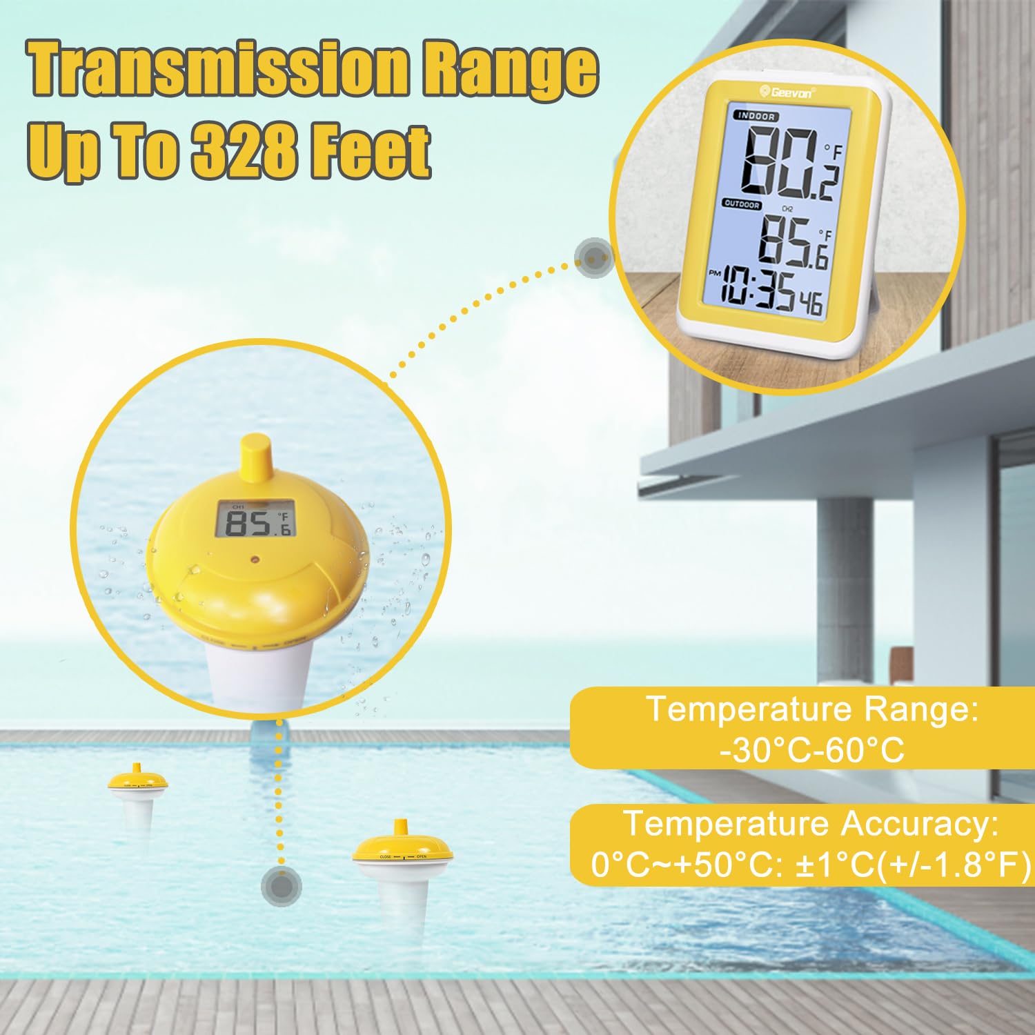 GEEVON Funk Poolthermometer Schwimmend