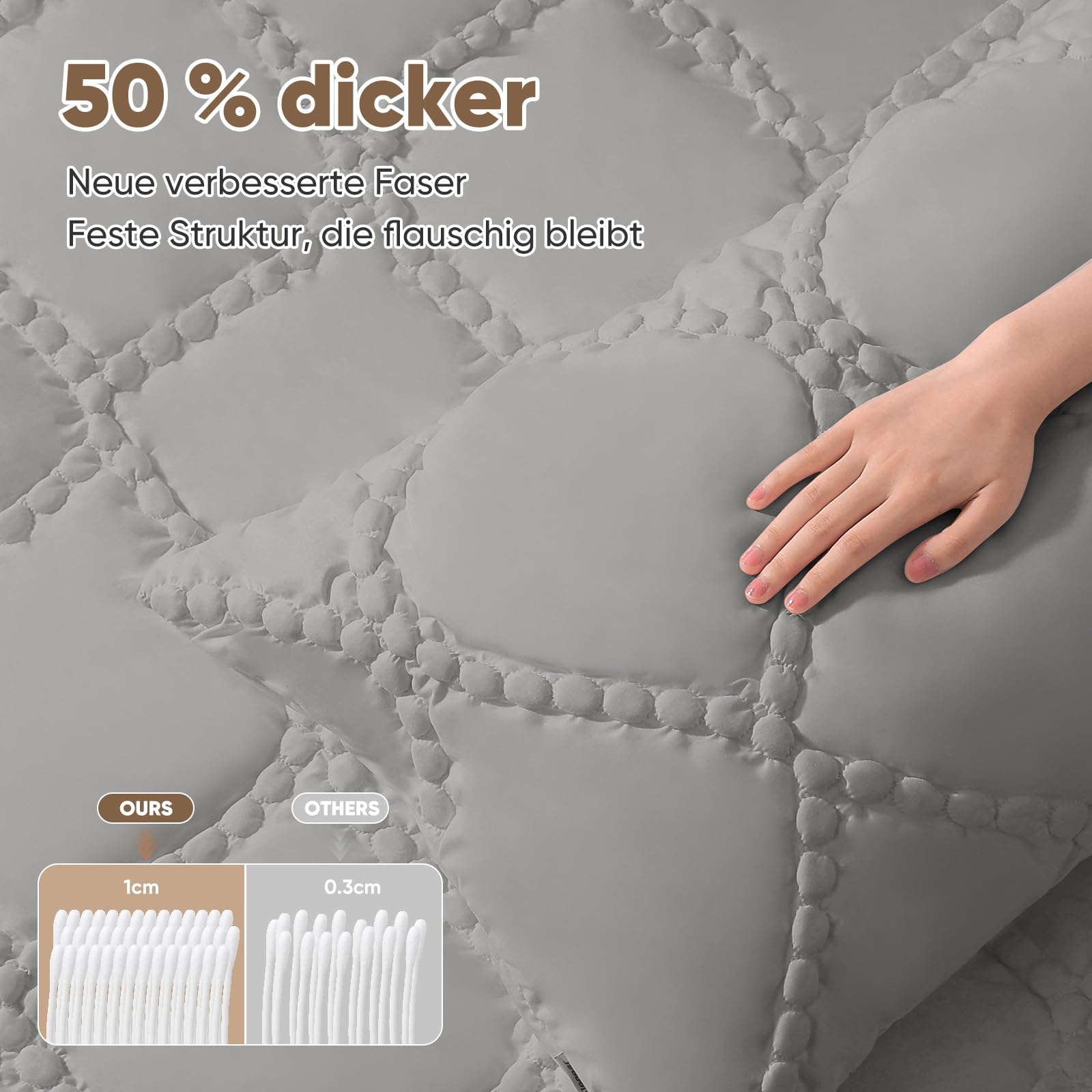 Elegear leichte Sommerdecke 135x200 cm, 2-in-1 Bettdecke und Bettbezug in einem, mit Kissenbezüge 80x80 cm, handbestickte dünne Sommerbettdecke, Oeko-Tex Waschbare Duvet, Grau
