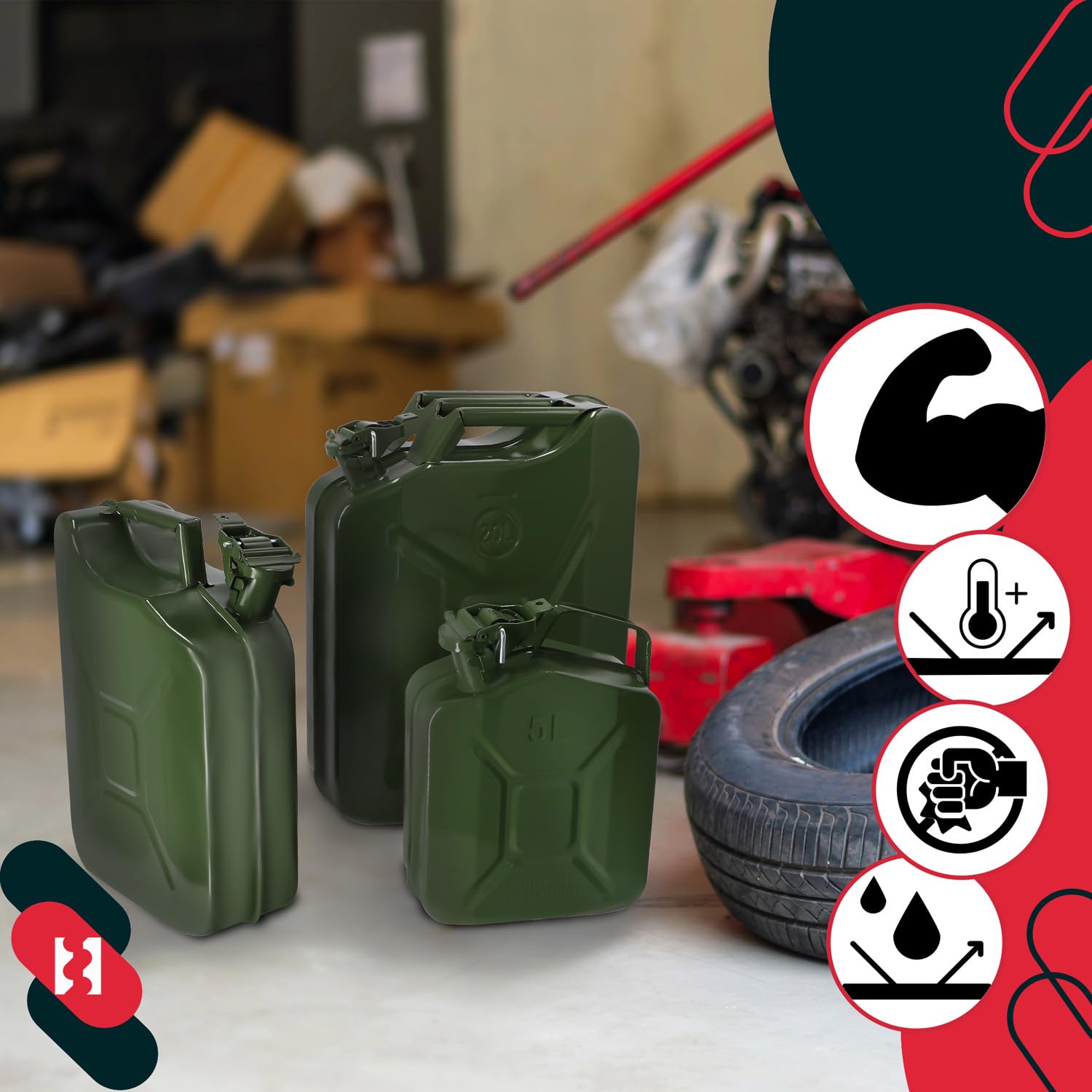 KOTARBAU® Bidón de Metal de Gasolina de 20 litros para combustibles, Gasolina y Almacenamiento de líquidos
