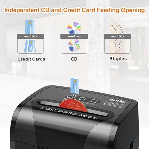 Miniatura 10 de Trituradora de papel, microcorte de 5 hojas con contenedor de 2.65 galones, alto nivel de seguridad P-5, tiempo de trabajo continuo de 5 Munites,