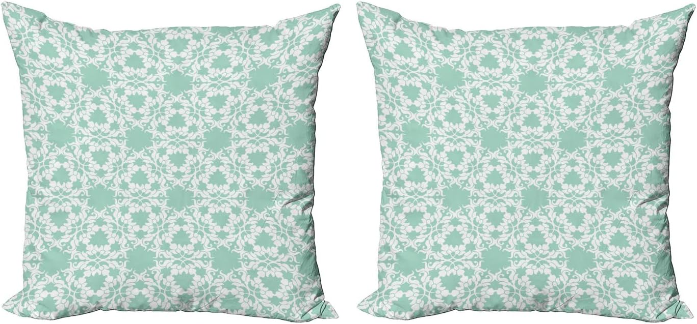 Lunarable Love Throw Pillow Cover Set of 2, Love Valentine's Day Patchwork Warm Colors Polkadots Striped Background, Decorative Square Covers for Couch Bed & Sofa, 16"x16", Scarlet White Peach