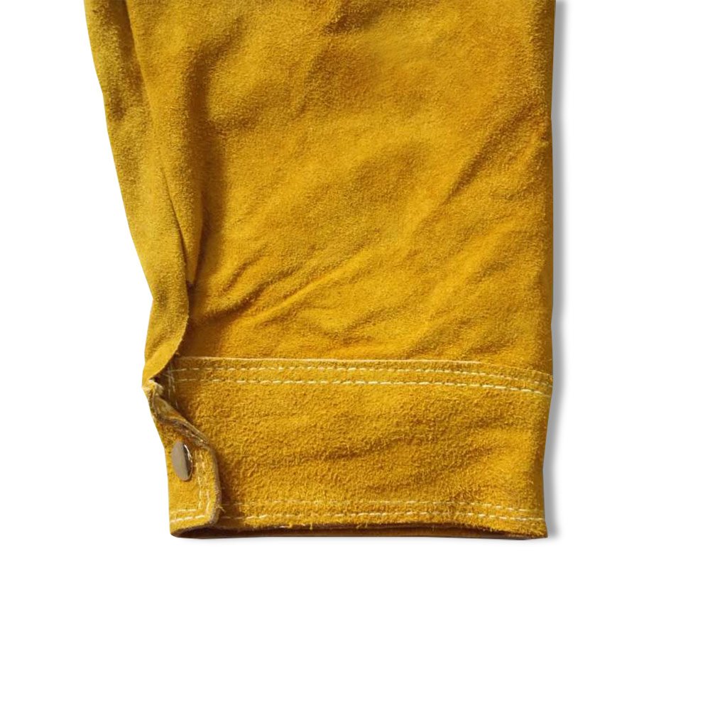 NUZAMAS Delantal de soldar Anti-llama de piel de vaca de abrigo largo Ropa protectora Ropa Traje de soldador Cuero durable de protección extra 115 cm de largo 60 cm de ancho