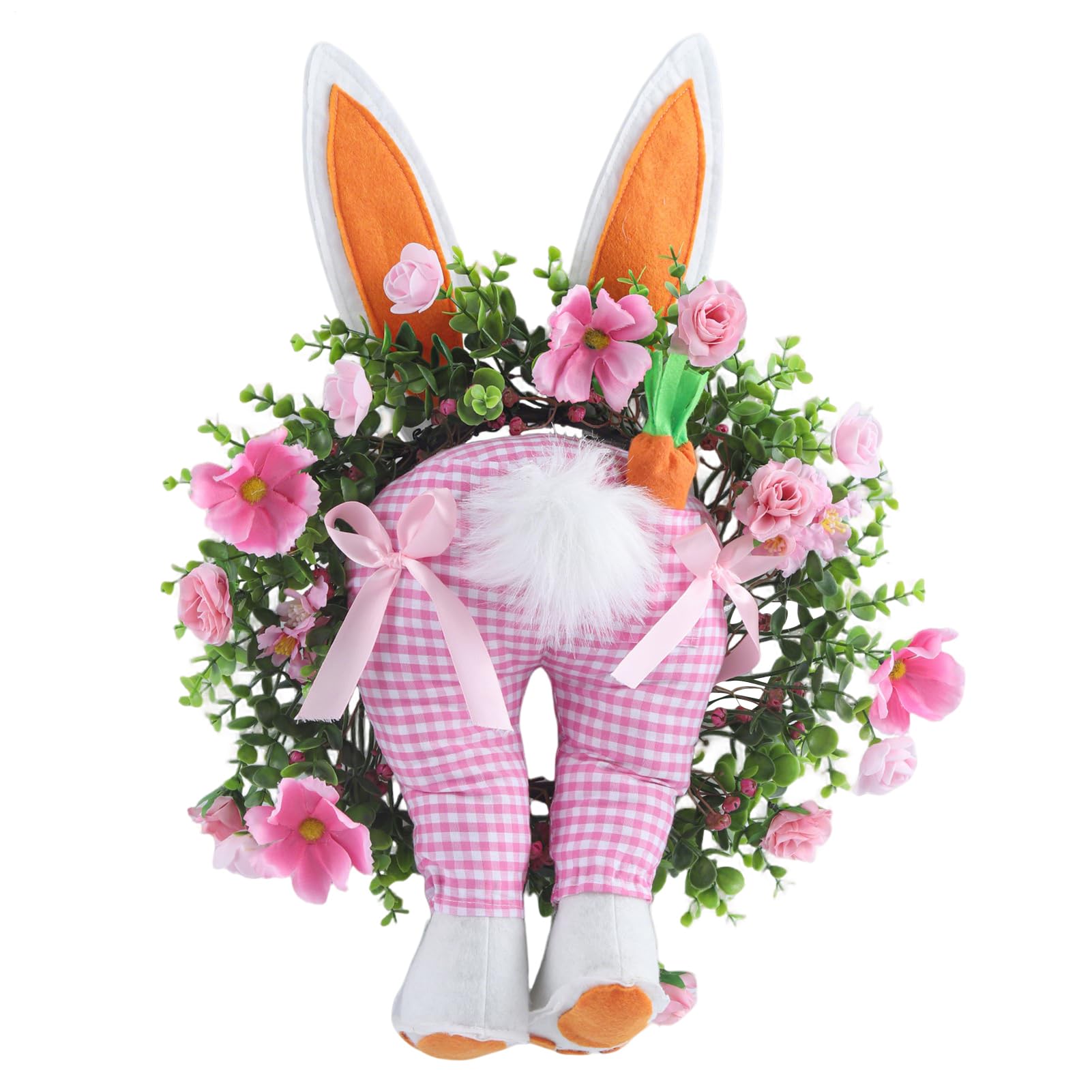 Couronne de lapin de Pâques pour porte et décoration murale de printemps
