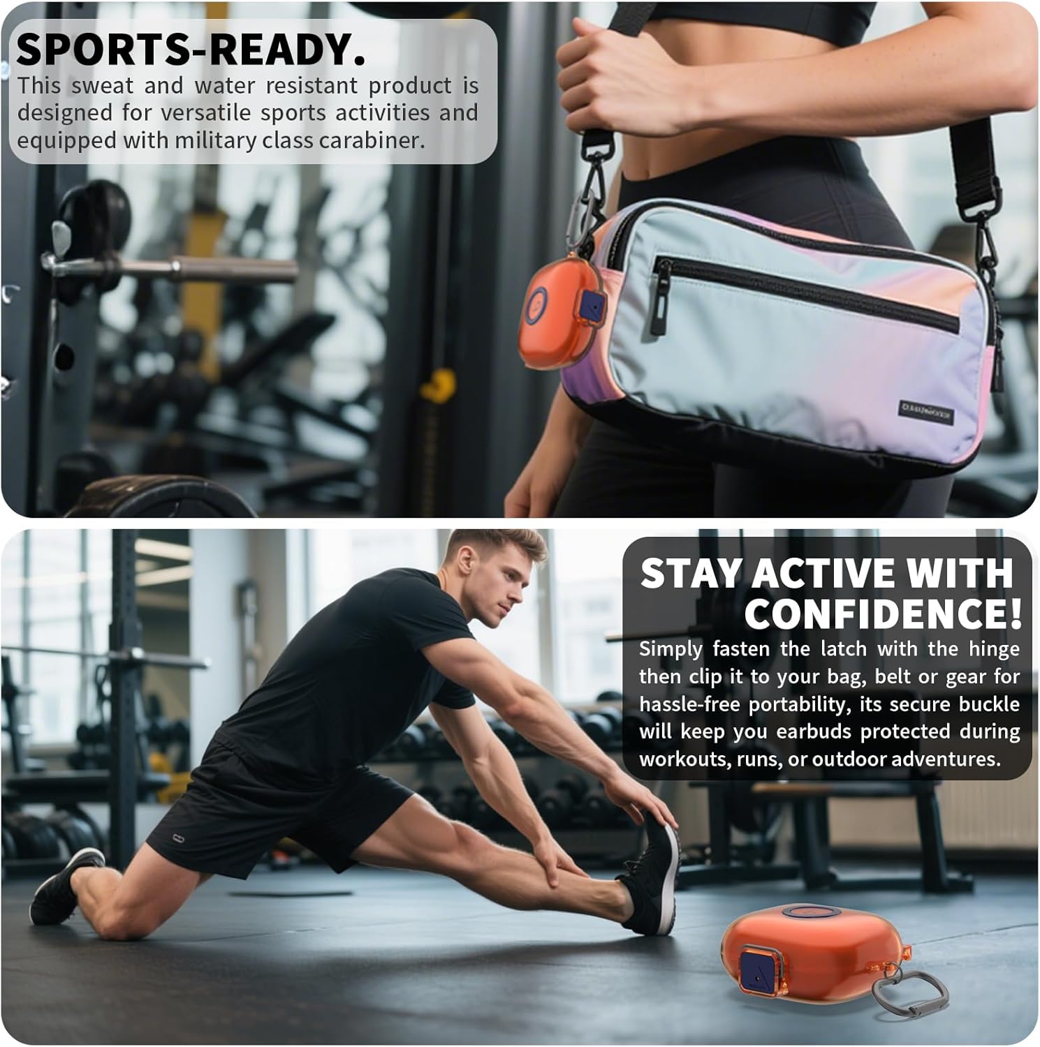 [Secure Lock] for Beats Powerbeats Pro 2 Case, Soft Clear TPU Shockproof Protective Case Cover for Beats Powerbeats Pro 2 Accessories with Cleaning Kit & Keychain (Clear Orange) - Image 7