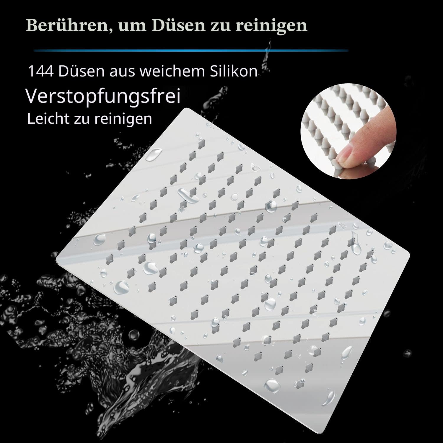 Gefilterter Duschkopf, 30cm, luxuriöser Regenduschkopf, macht hartes Wasser fest, verbessert den Zustand Ihrer Haut und Haare, Filter-integriertes Design, Chrom