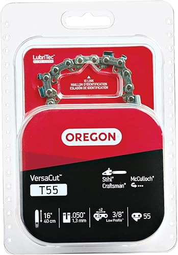 Miniatura 5 de Oregon Cadena de motosierra VersaCut T55 para barra de 16 pulgadas, 55 eslabones de transmisión, cadena de retroceso bajo que se adapta a Stihl,