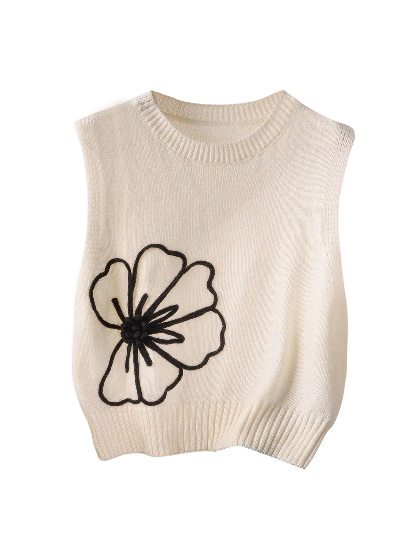 Floerns Womens Plus Size Casual Floral Sweater Vest Sleeveless Trendy Pullover Tank Tops