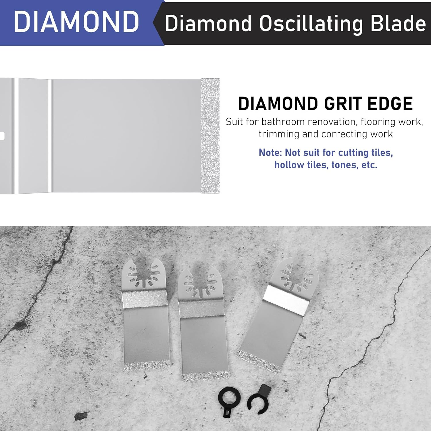 25 Packs Diamond Oscillating Blade Flush Cutting Oscillating Multi Tool Saw Blades for Grout Removal, Universal Grout Removal Tool Blade with 2 Adapter for Tile, Concrete, Masonry, Cleaning Mortar
