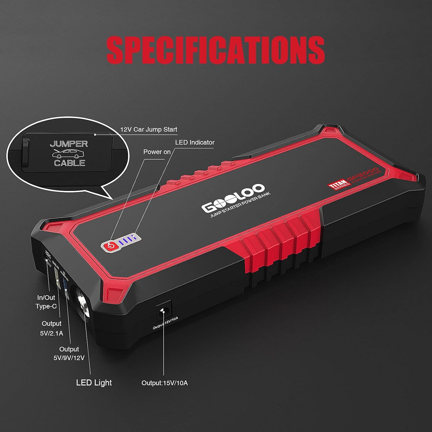 GOOLOO GP2000 Jump Starter as a portable power supply