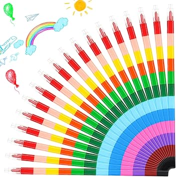 18 Pcs Stackable Crayons,Mini Crayons for Kids Party Favors,Bulk Stacking Crayon,12-Colors-in-1 for Drawing Marking Coloring Fun 18