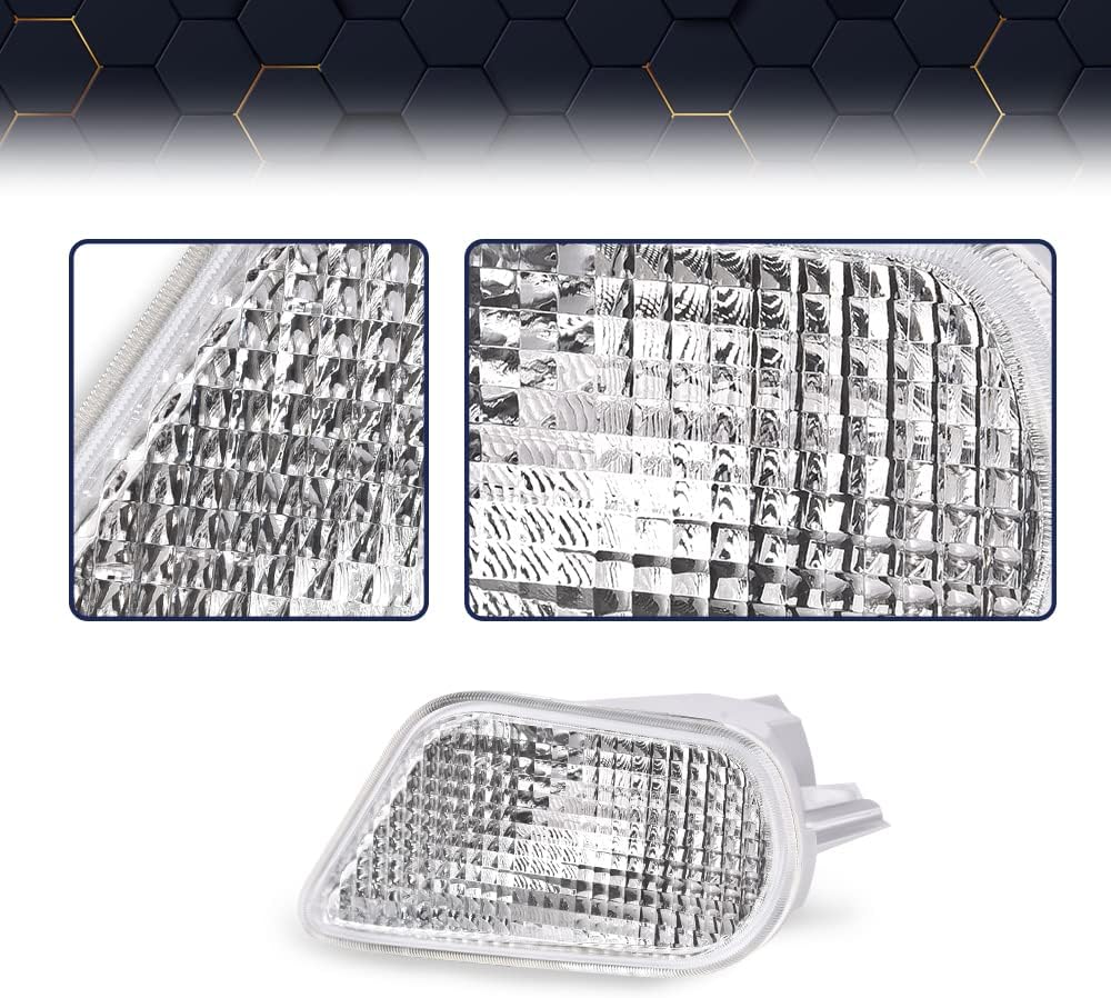 PIT66 Front Side Marker Turn Signal Light, Compatible with Pontiac Firebird 1998-2002 Corner Parking Lights Turn Signals Left Driver And Right Passenger Side Clear Lens Halogen