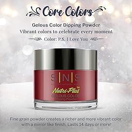 SNS Nail Dip Powder, Gelous Color Dipping Powder - P.S. I Love You (Red/Burgundy, Cream) - Long-Lasting Dip Nail Color Lasts 14 Days - Low-Odor & No UV Lamp Required - 1oz