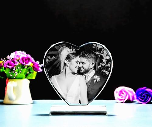 Miniatura 4 de FANF&YKPY Marco de fotos personalizado en forma de corazón, grabado láser, regalo de cumpleaños, aniversario, regalo de boda, regalos románticos