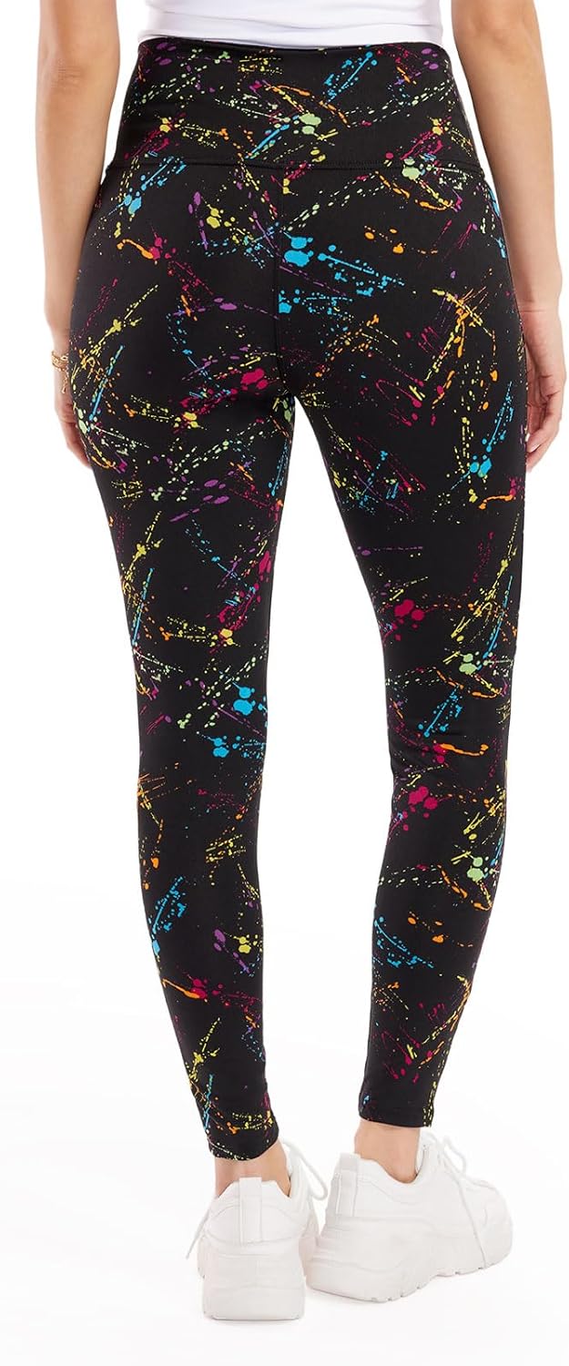 Tipsy Elves Women's Leggings - Full Length Bright and Neon Paint Splatter, Rainbow, and Patterened Leggings for Women - Image 2