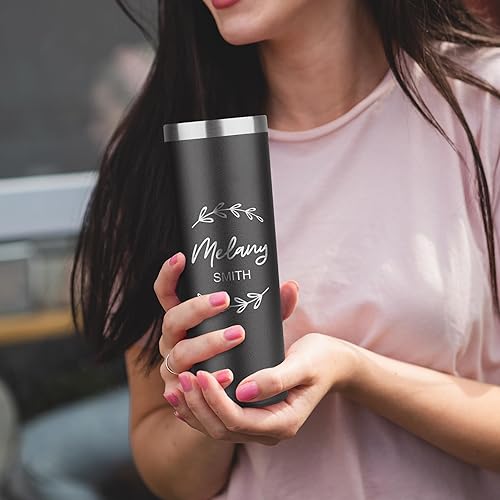 Miniatura 2 de Vaso aislado personalizado de 20 onzas con tapa, termo personalizado con recubrimiento de polvo de metal delgado para mujeres y hombres, regalo