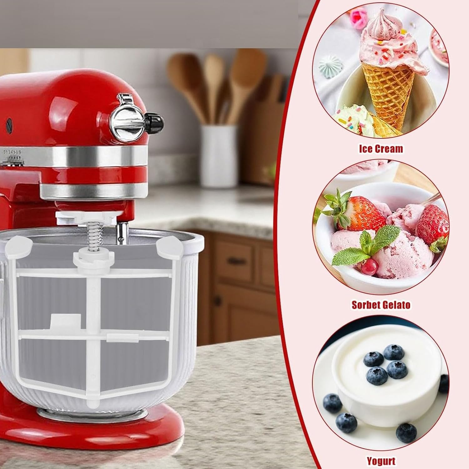 Maker Attachments Ice Cream Mixing Stand Texture Mixing Holder Suitable for 4.5QT 5QT 6QT Models Mixer Ice Attachment