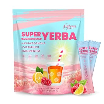Super Yerba, Yerba Mate Instant Tea Powder Raspberry Lemonade Flavor, Natural Energy & Focus Boost-30 Servings 1