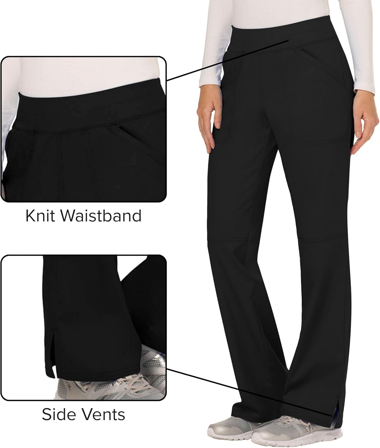 Cherokee Women Scrub Pant with Straight Leg Pull-on Pant Medical Bottom with 4 Pocket & 2-Way Stretch Fabric - WW110 - Image 3