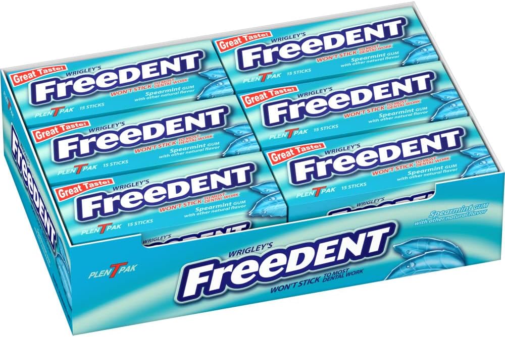 Wrigleys Freedent Spearmint Flavoured Chewing Gum Box Of 12 x 15 Stick Plentpaks