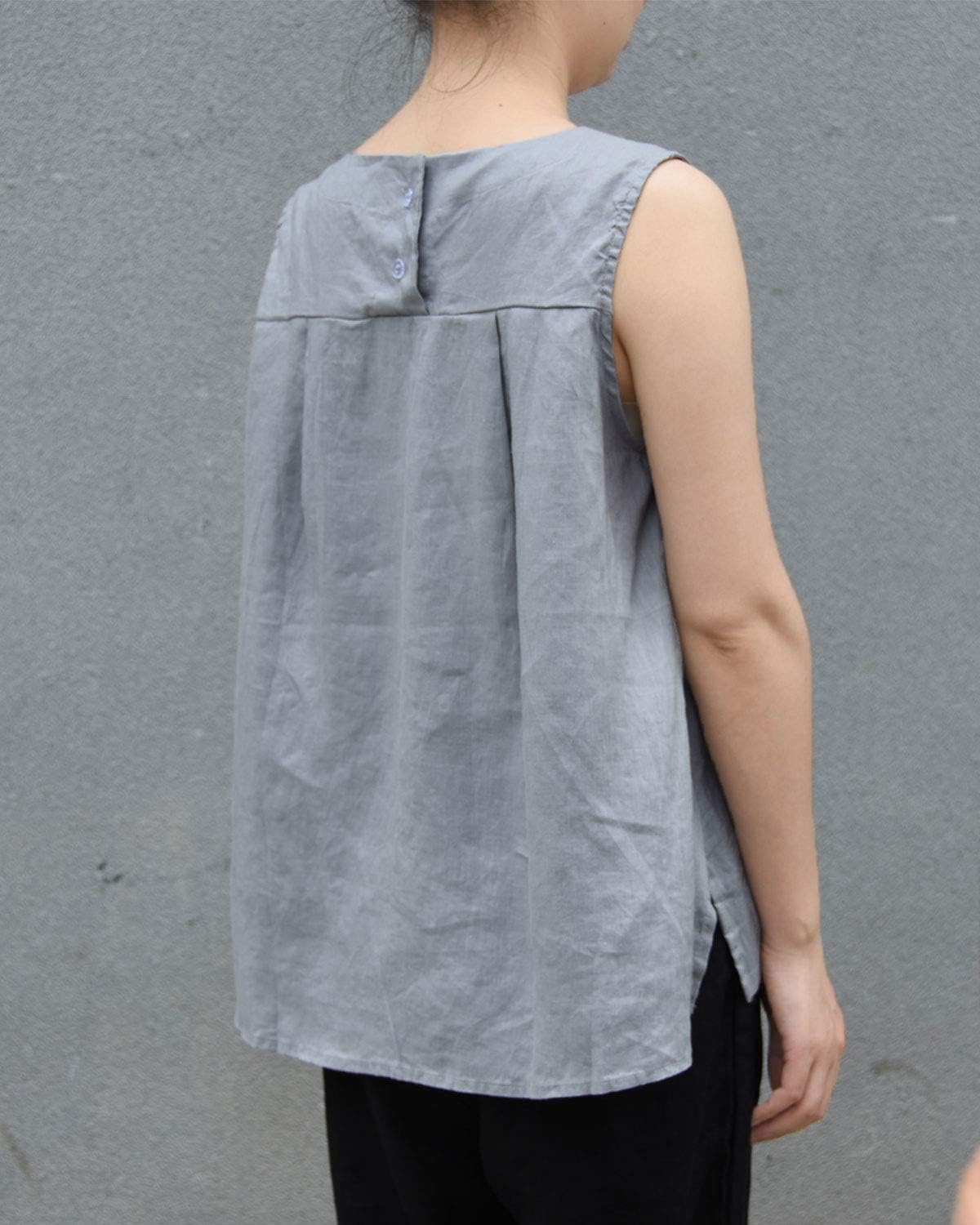 IXIMO Women's 100% Linen Sleeveless Tank Tops Summer Shirts Casual Blouses - Image 3