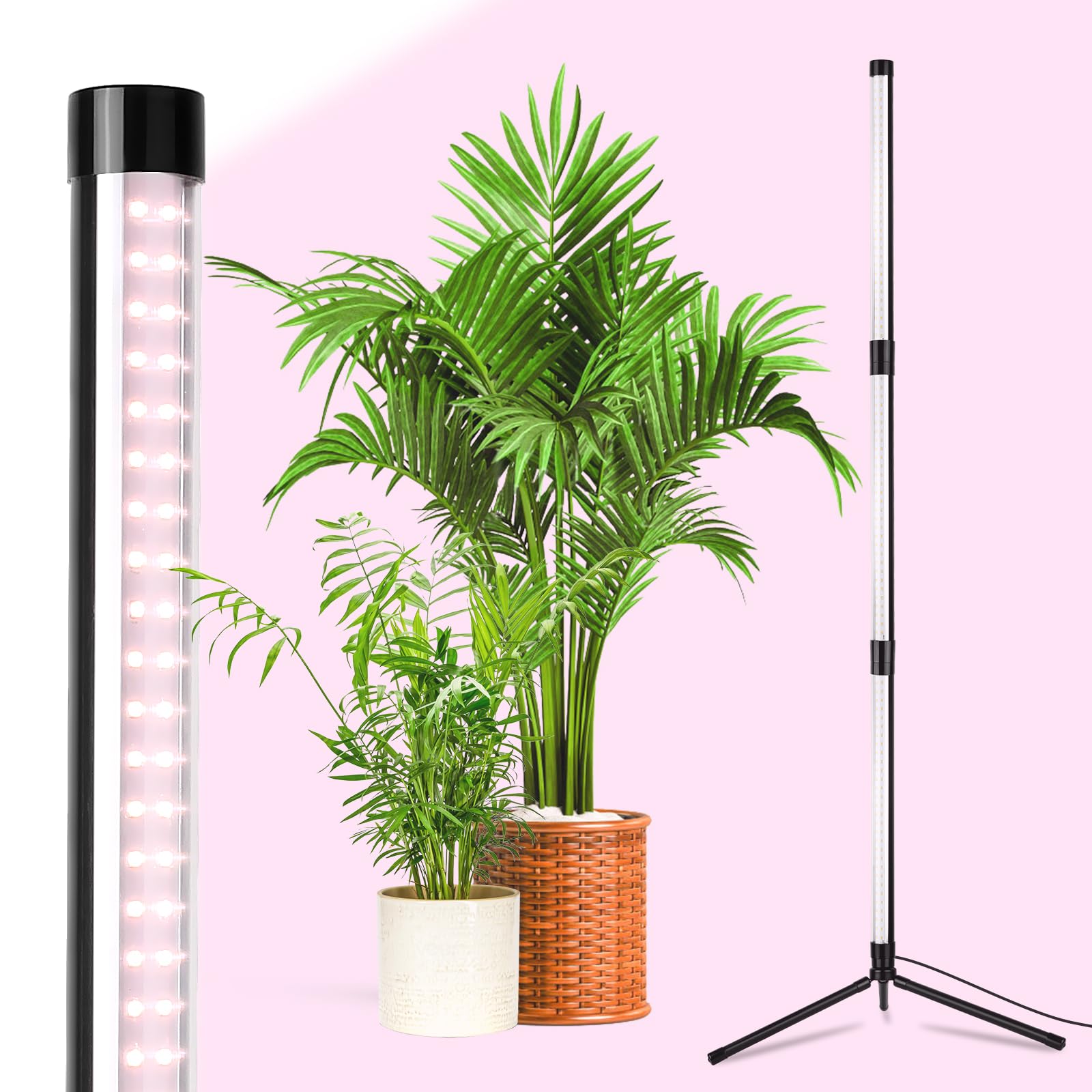 Sondiko Grow Lights for Indoor Plants, 192 LEDs 40W Full Spectrum LED Plant Light with Large Illumination Area, Auto-Timer, 20in-50in Adjustable Height, Standing Plant Light for Small or Large Plants