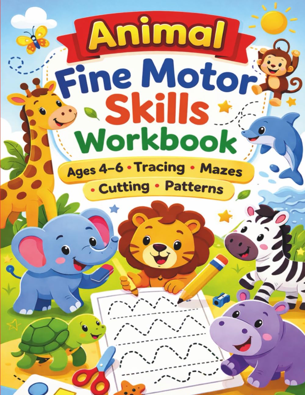 Animal Fine Motor Skills Workbook: Ages 4–6 • Tracing • Mazes • Cutting • Patterns (Little Hands Animal Workbooks)