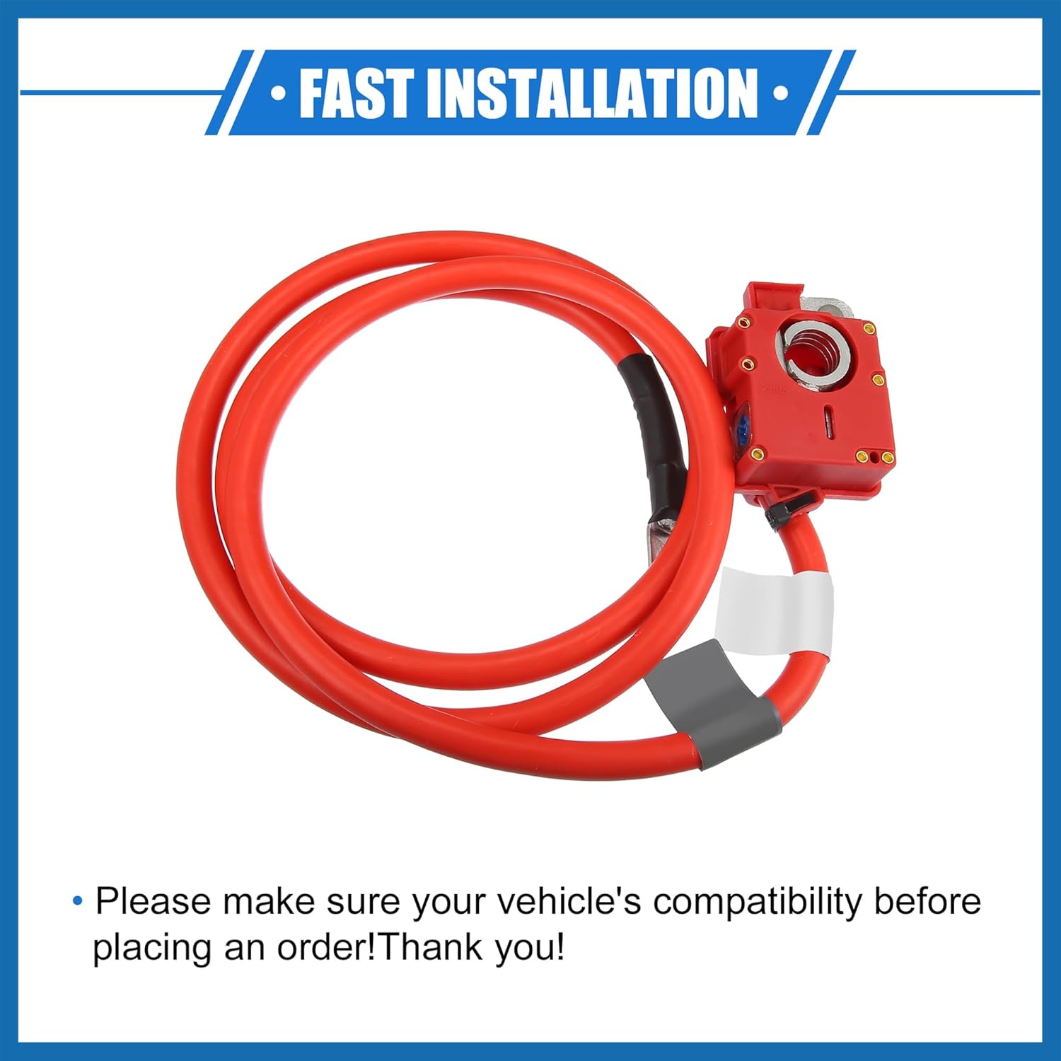 Car Positive Battery Terminal Cable Compatible for BMW 528i 535i 550i M5 2008-2010, Durable Plastic Red Fuse Blow Off Cable Lead Wire Plus Pole Item Replacement