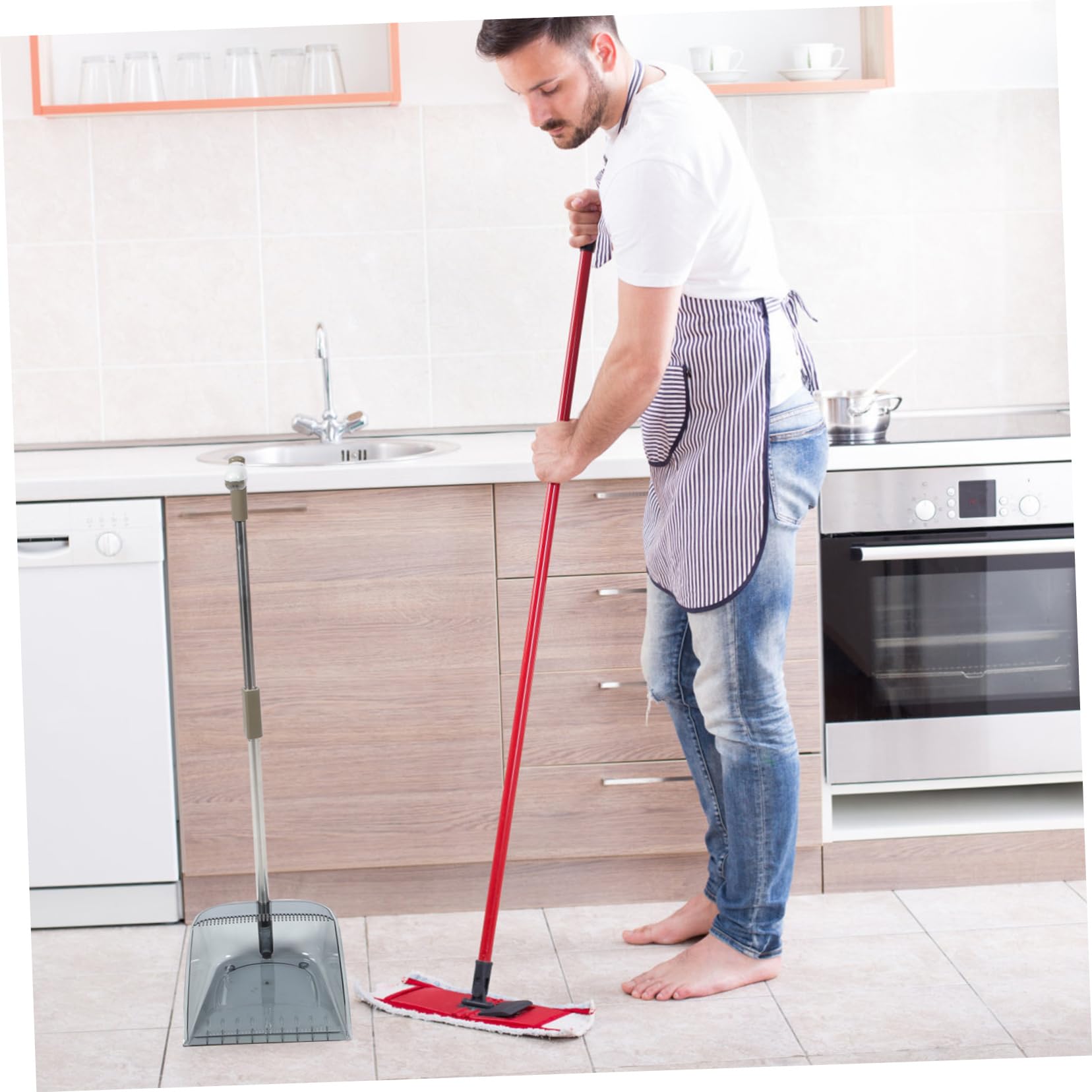 Escoba de Limpieza de Mango Largo Pet y Acero Inoxidable | Juego Hogar, Recogedor Estable Viento, Cepillo Suave para Suelo Estilo Aleatorio