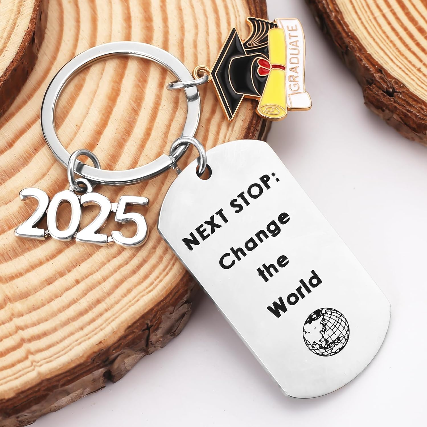 2025 Graduation Gifts Keychain Class of 2025 Graduation Keychain,Inspirational Gifts for Senior Masters Degree Student Gift Ideas,Velvet Pouch& Greeting Card &Premium Gift Box - Image 5