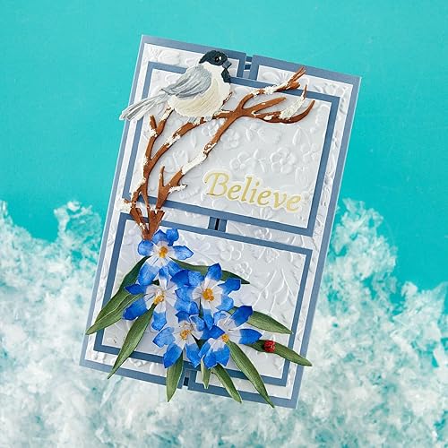 Miniatura 5 de Spellbinders Troqueles grabados con cicuta, conos y chickadee, metal