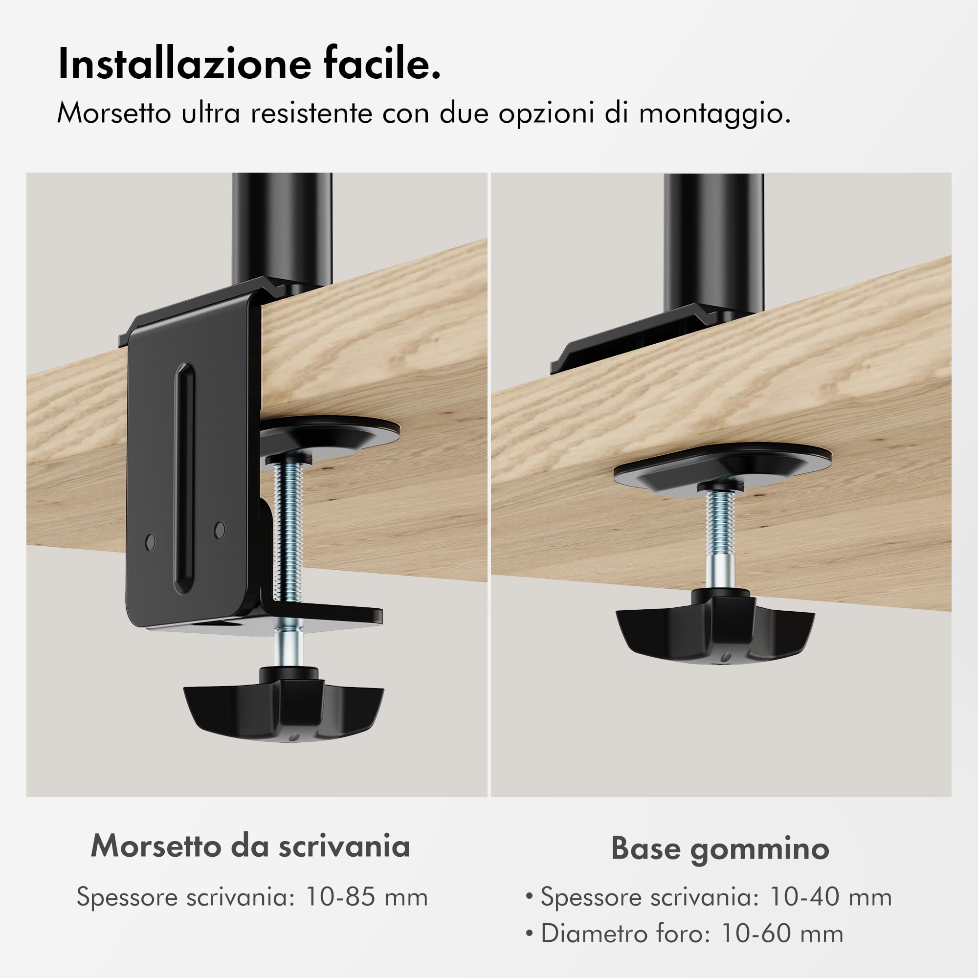 VonHaus Supporto Monitor Scrivania 13-32", Supporto Monitor per Quattro Schermi, Altezza Regolabile, Facile da Assemblare - Braccio VESA 75x75 & 100x100mm, Rotante e Inclinabile