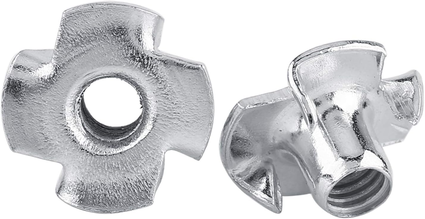 M4 Zinc Plated T Nut 50Pcs, Four Pronged Tee Nut for Furniture