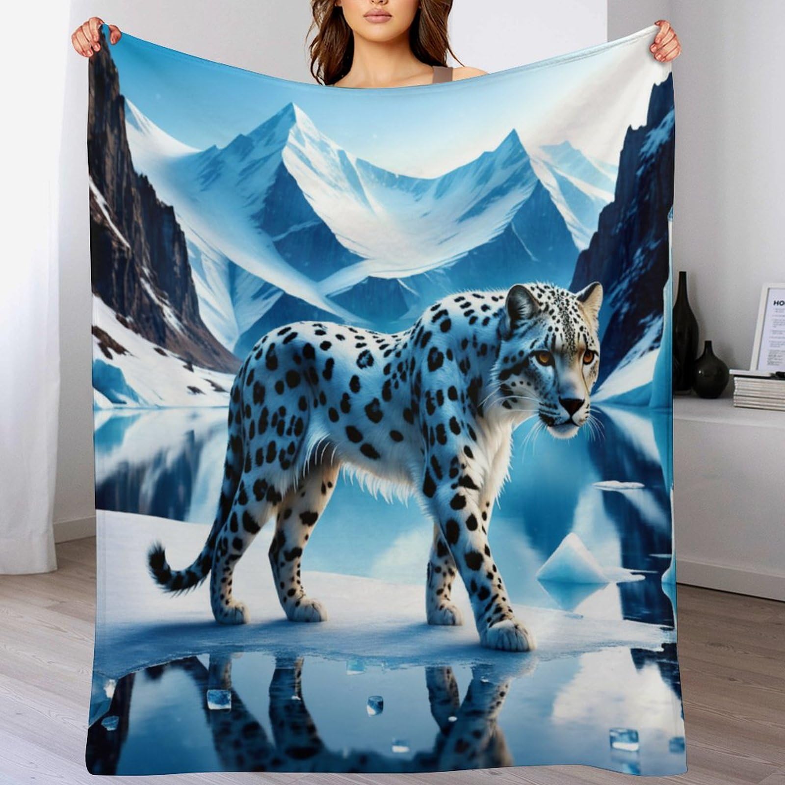 Couverture en flannel guépard premium, jeté de lit duveteux