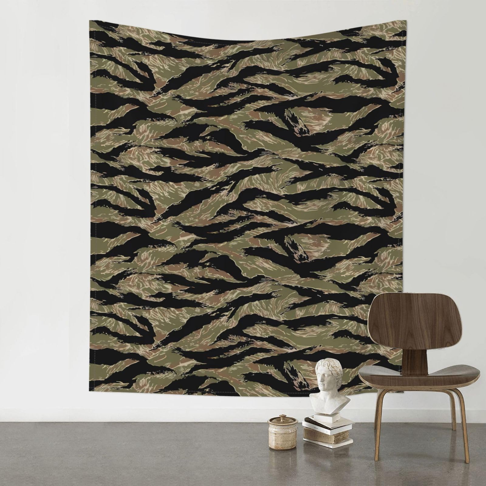 YYHWHJDE Tiger Stripe Camo Prints 60x51in Wall Tapestry – High-Grade Polyester Throw for Dorm, Beach & Home Decor