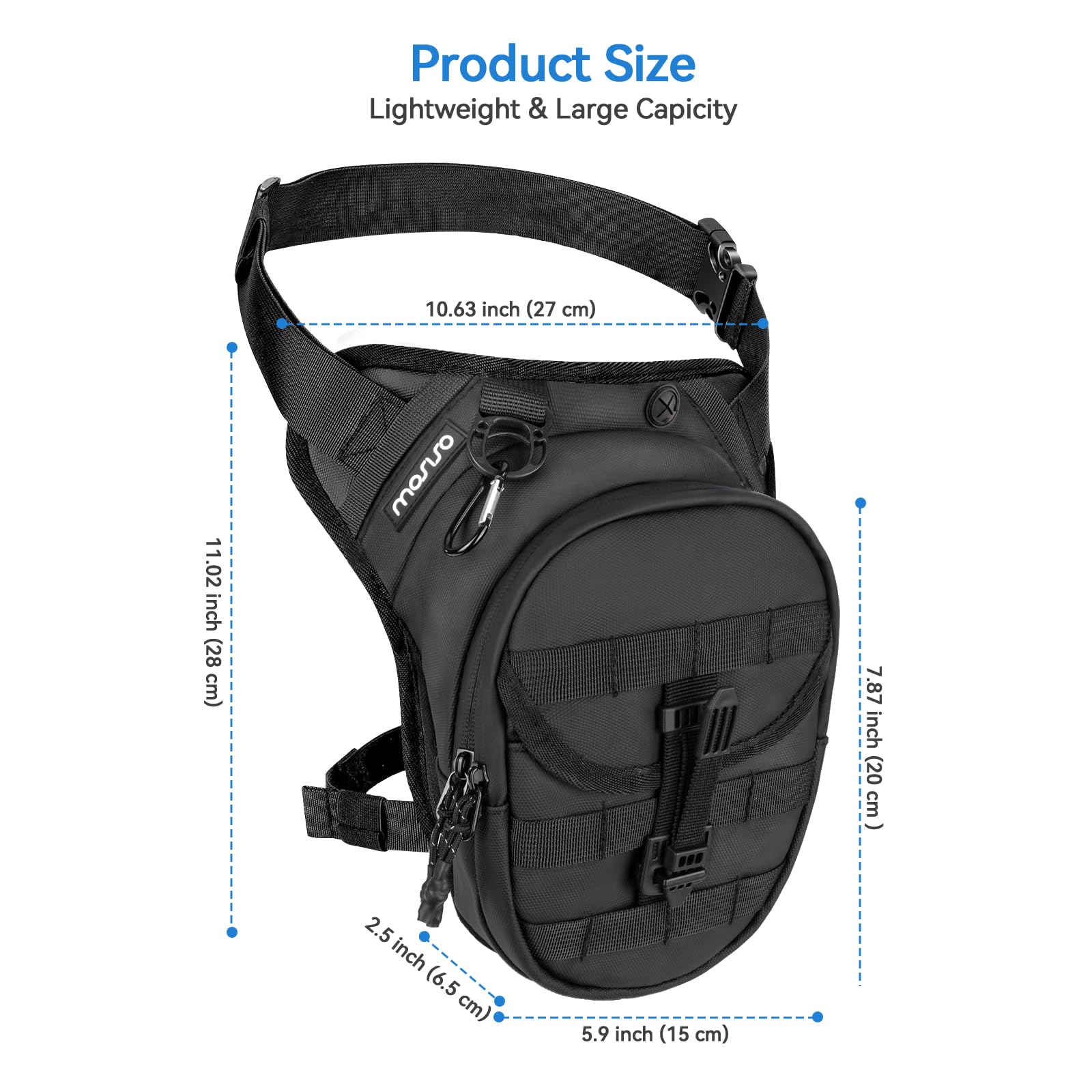 MOSISO Oberschenkeltasche, Motorrad Beintasche Herren Damen, Ausbaufähig Multifunktional Aufbewahrungstasche Taktisch Wasserdicht Hosenbeine Tasche für Sport Radfahren Wandern Angeln Klettern, Schwarz