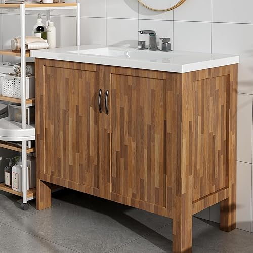 Miniatura 3 de YENHOME Papel de contacto de madera, papel de contacto de grano de madera, papel tapiz de madera para despegar y pegar para pared de baño, papel