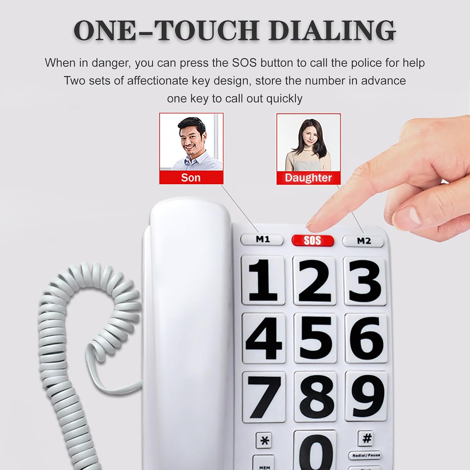Big Button Corded Phone, Best Landline Phones for Seniors, Adjustable Volume, Extra Loud Ringer and Speaker, Home Landline Phones, White