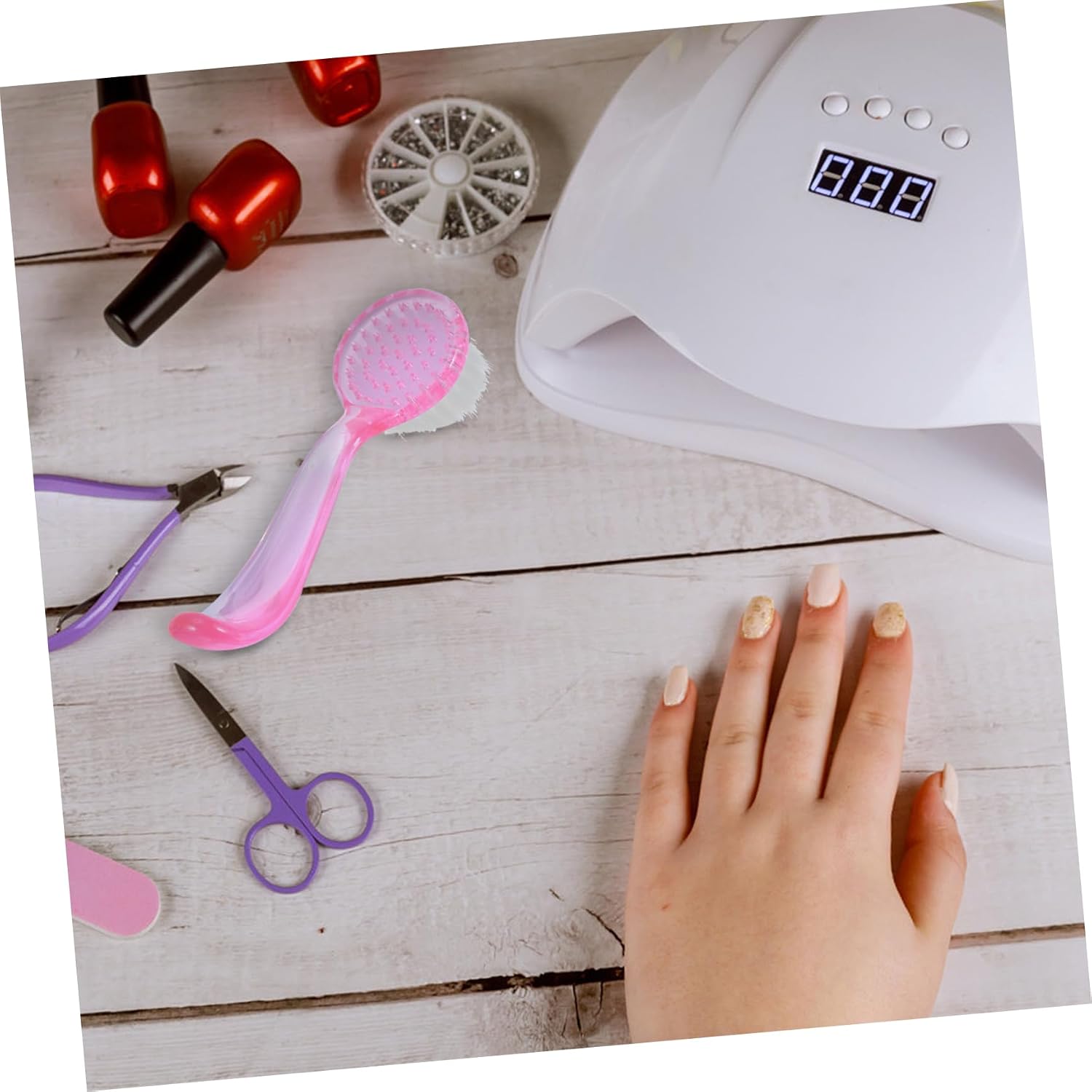 12pcs Fingernail Brush Handle for Nail Cleaning Soft Bristles for Hands Feet and Kitchen Use Includes and Brushes