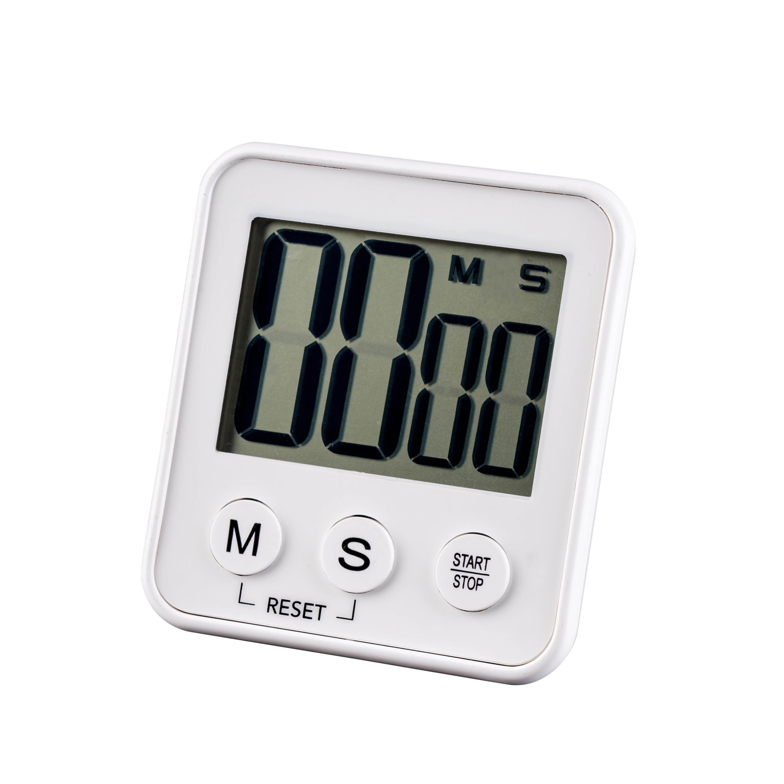 apollo THE HOUSEWARES BRAND Large Display Digital Timer with Magnet, Minutes and Seconds, Start Stop Button, Alarm Function, White, 8.5x9x2cm