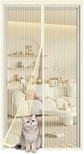 Magnetic Mosquito Net for Doors 215 x 265 cm, Anti-Insect Insect Fly Screen for Doors, No Drilling, Automatic Close, Anti-Mosquito Door Curtain for Doors of Various Types, Beige