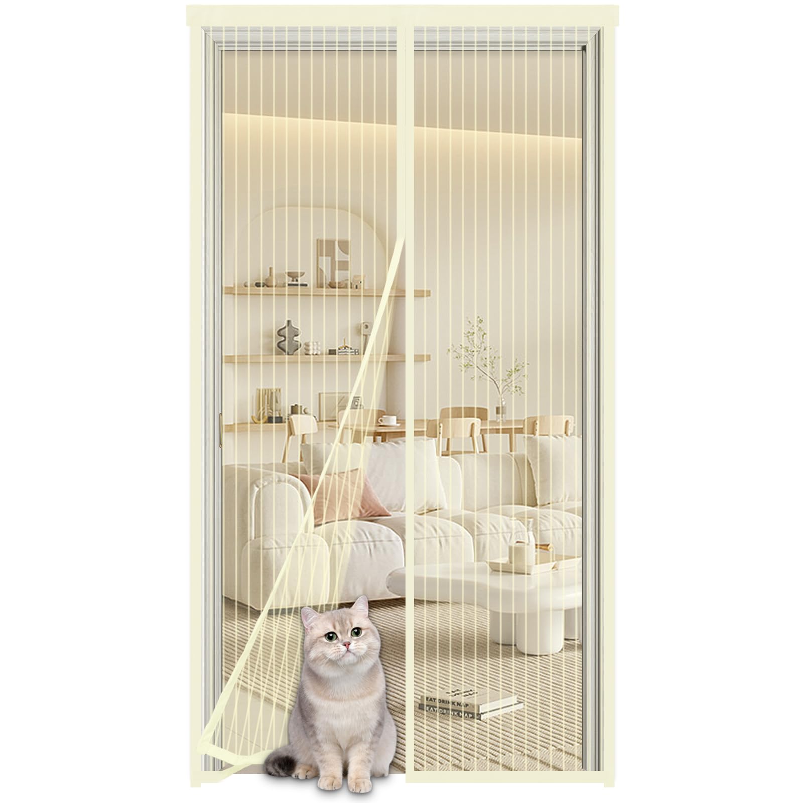 Moustiquaire magnétique pour portes 100x210cm beige anti insecte