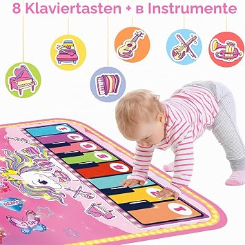 Lobyoh Baby Toy 1 Year Old 2-in-1 Music Mat Piano Mat for Toddlers Drum Toy Princess Gifts for Girls 1 2 3 4 5 Years