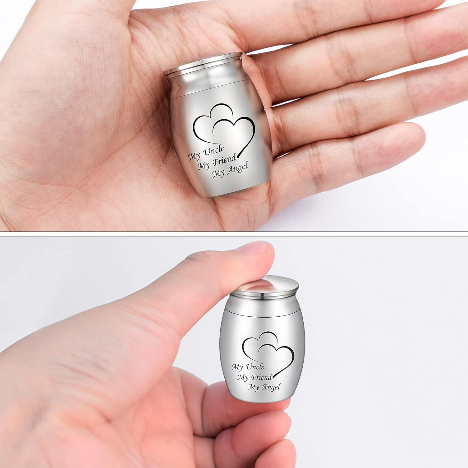 Small Keepsake Urns for Human Ashes Mini Cremation Urns for Ashes Stainless Steel Memorial Ashes Holder-My Uncle My Friend My Angel - Image 2