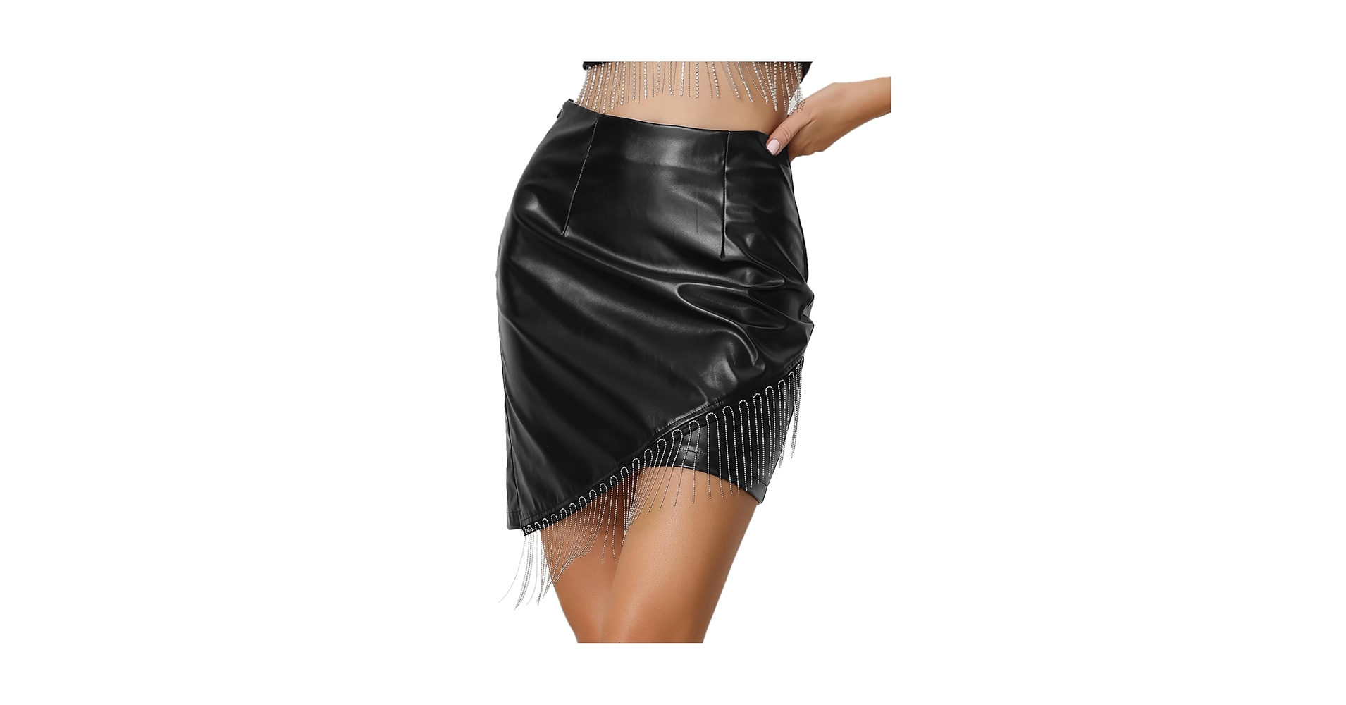 Amazon.com: Allegra K Short Leather Skirts for Women's High