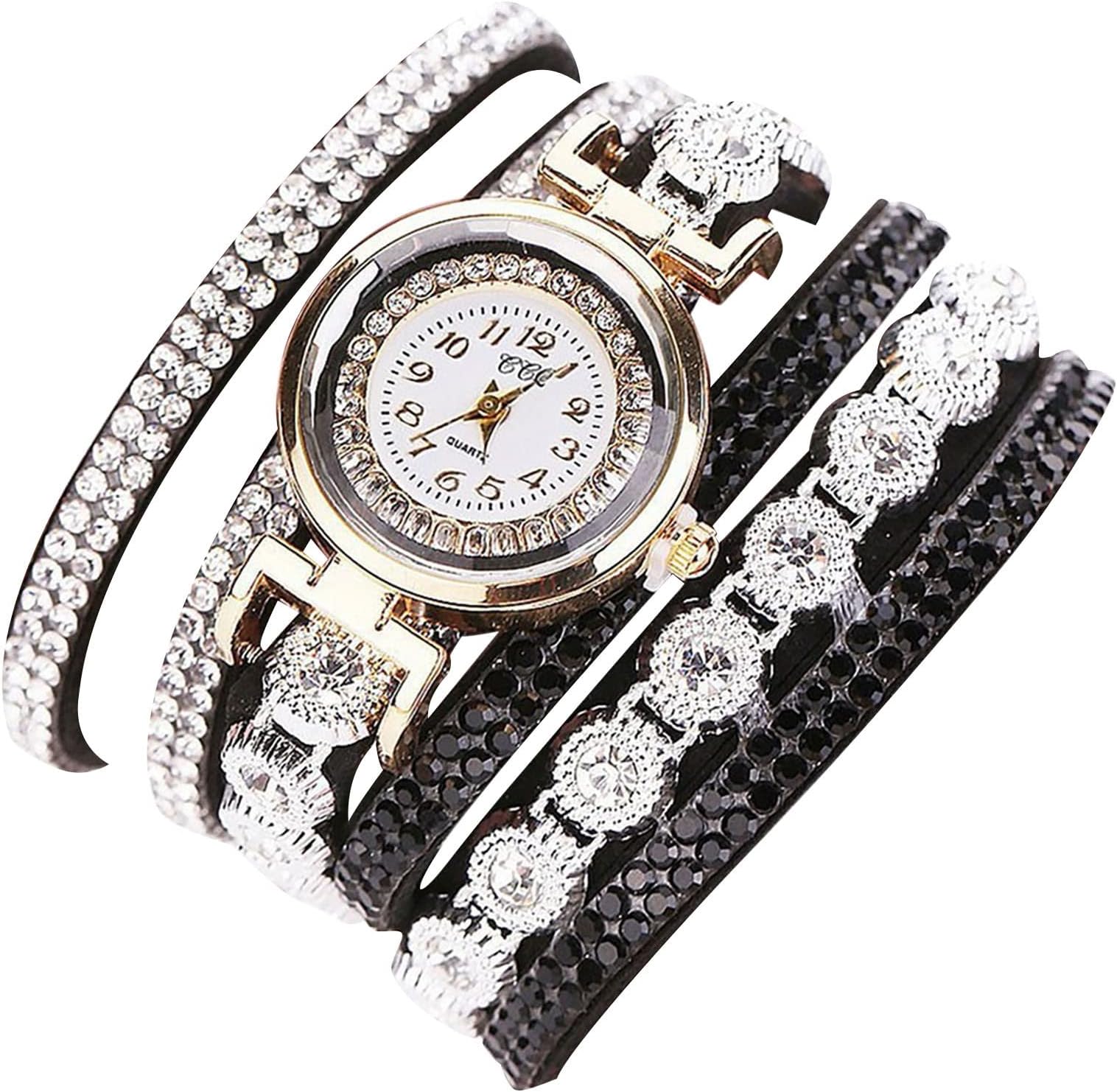 Womens Watches for Small Wrists Women Fashion Casual Analog Quartz Women Watch Bracelet Watch Velvet Strap with Diamond Winding Bracelet Watch for Women