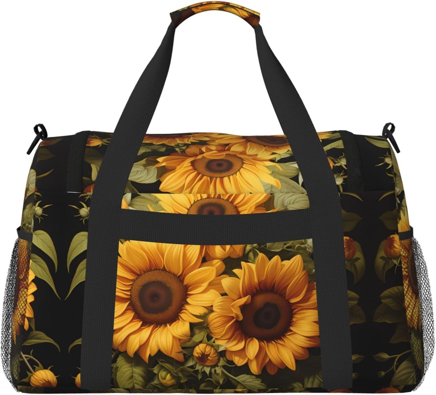 with the yellow sunflower Handheld travel bag weekend bag fitness yoga bag suitable for fitness and other scenarios image 2