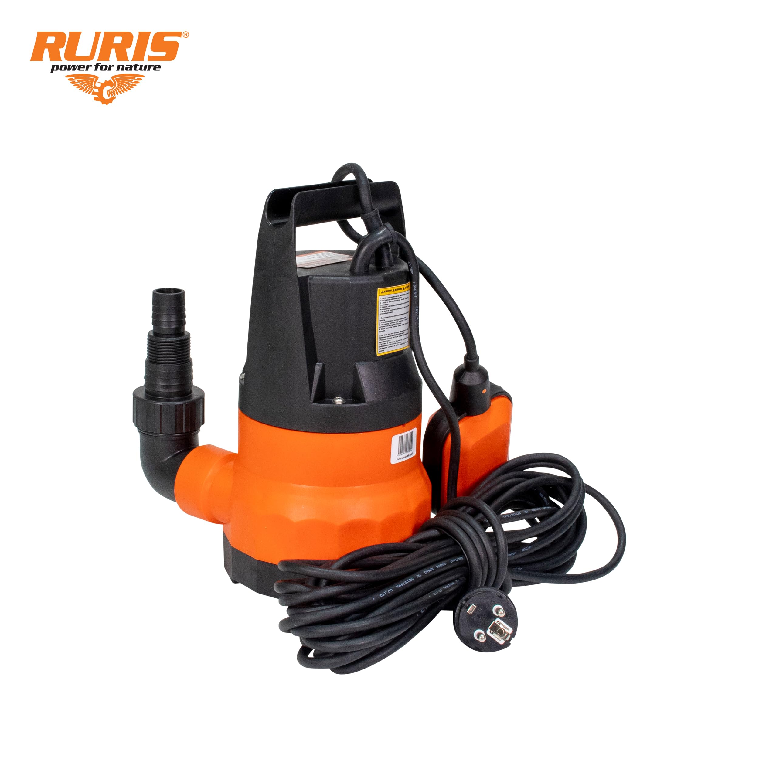 RURIS POWER FOR NATURE Aqua 8 - Pompe Submersible pour Eaux Claires 400W, Débit 7m³/h, Hauteur de Refoulement 7m, Avec Flotteur, Câble 10m, Idéale pour Puits, Cave, Piscine et Irrigation
